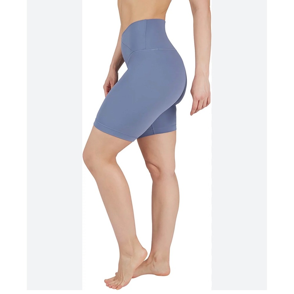Yogalicious Rib Crossover 7" Short Dusty Purple High Waist Biker Shorts Womens L